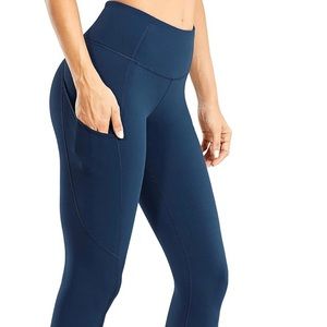 CRZ YOGA Women's Light-Fleece Leggings 25 “ High Waisted Matte Brushed Pants